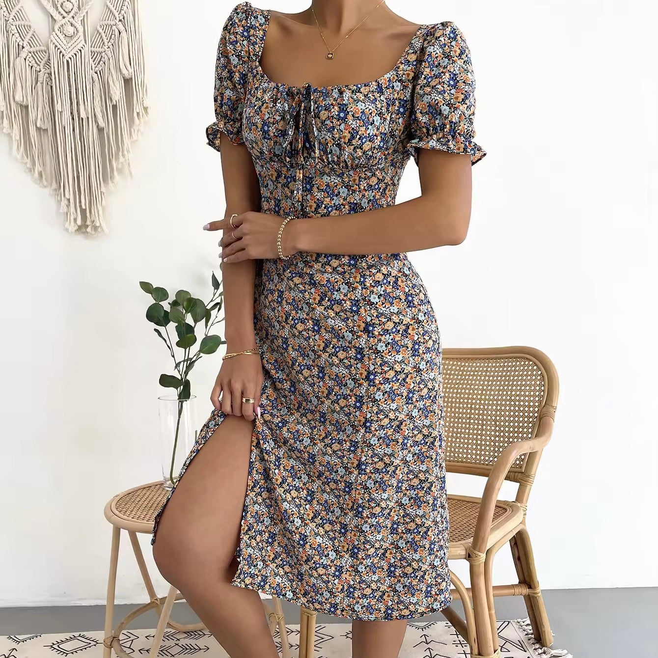 Sienna Floral Print Midi Summer Dress