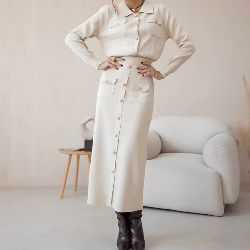Lucille Elegant Knitted Skirt & Top Set
