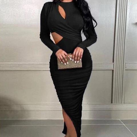 Hazel Soft Stretchy Cut Out Midaxi Dress