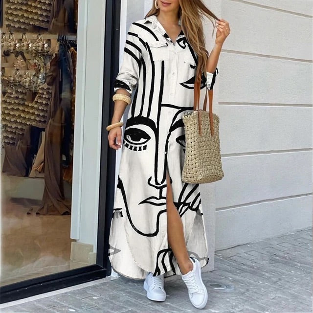 Nia Graphic Print Summer Maxi Dress