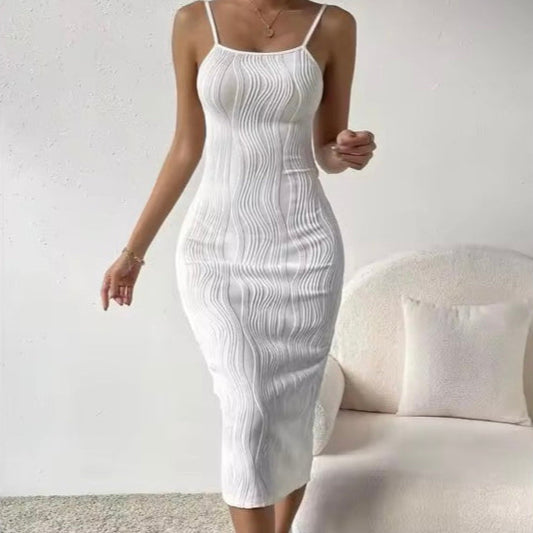 Raphaela Strappy White Bodycon Midi Dress