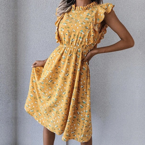 Sofia Elegant Printed A Line Midi Dress