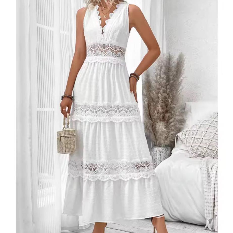 Murphy White A-Line Maxi Dress