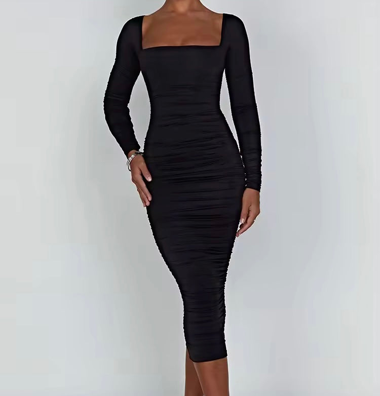 Alora Square Neck Bodycon Midi Dress