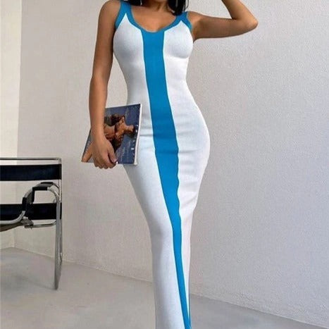 Nila Striped Soft Knit Maxi Bodycon Dress