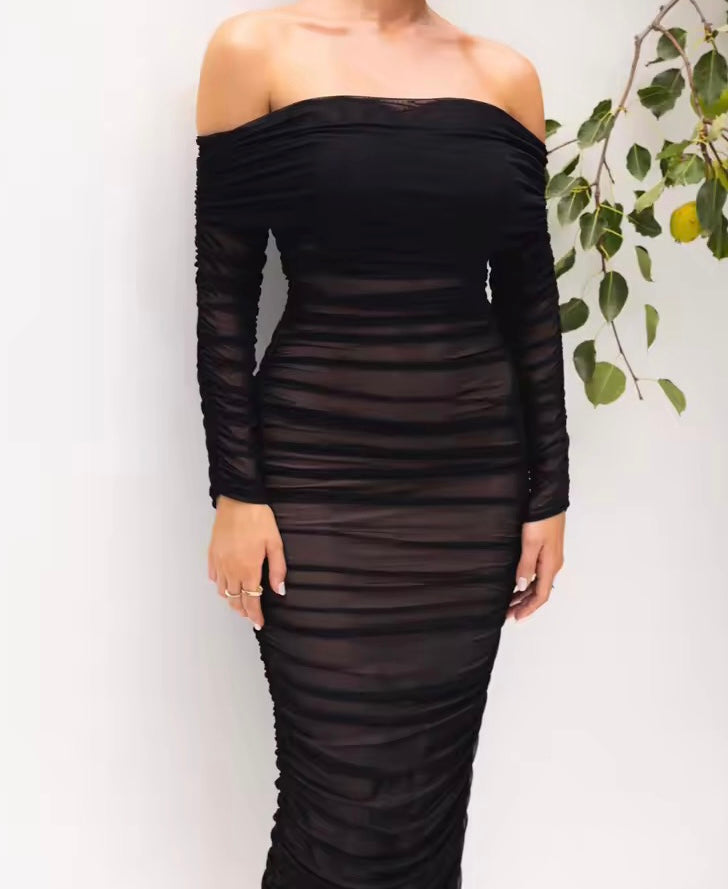 Dakota Mesh Off Shoulder Bodycon Midaxi Dress