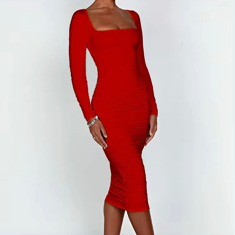 Alora Square Neck Bodycon Midi Dress