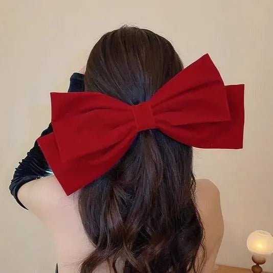 Delaney Elegant Luxe Oversized Velvet Bow Hair Clip - House Of Reese