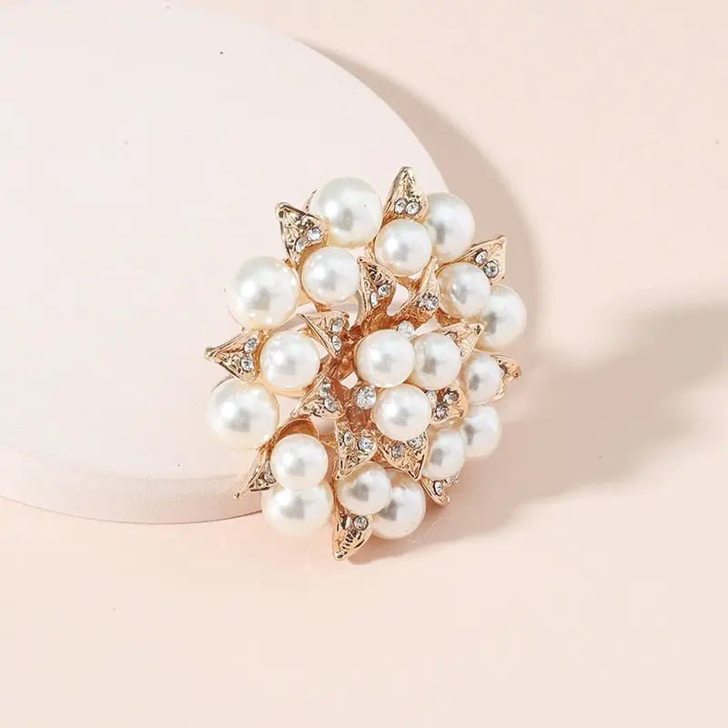 Elegant Luxe Large Pearl Crystal Rings - House Of Reese