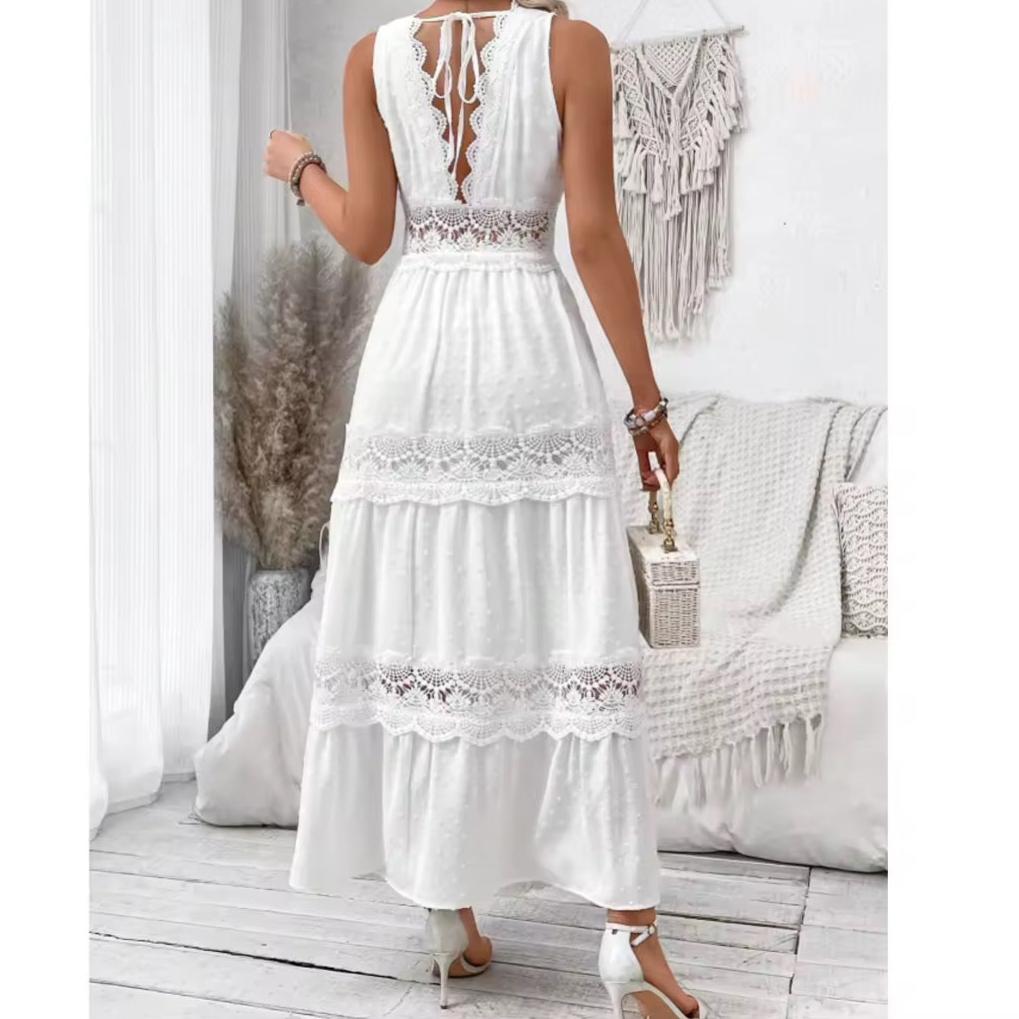 Murphy White A-Line Maxi Dress