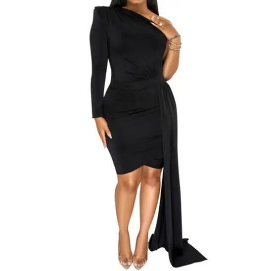 Florie Slinky Bodycon Mini Dress With Side Drape - House Of Reese