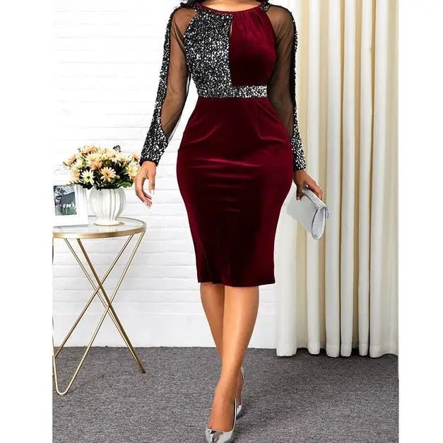 Jess Luxe Velvet Bodycon Midi Dress - House Of Reese