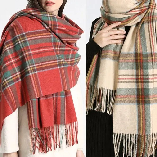 Julieta Tartan Print Wool Scarf - House Of Reese