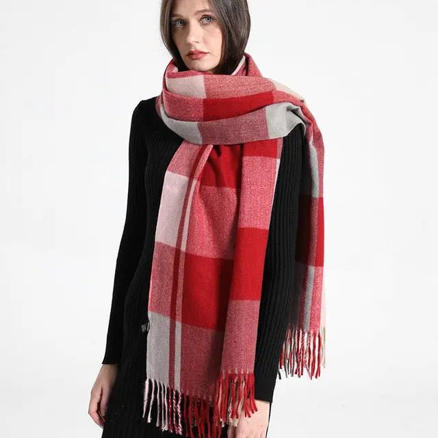 Julieta Tartan Print Wool Scarf - House Of Reese