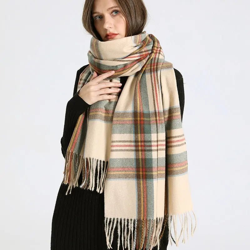 Julieta Tartan Print Wool Scarf - House Of Reese