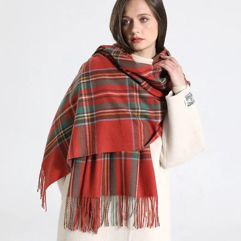 Julieta Tartan Print Wool Scarf - House Of Reese