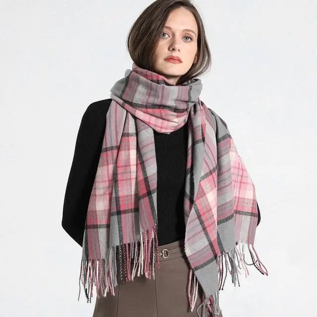 Julieta Tartan Print Wool Scarf - House Of Reese