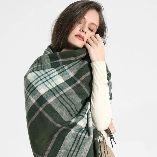 Julieta Tartan Print Wool Scarf - House Of Reese