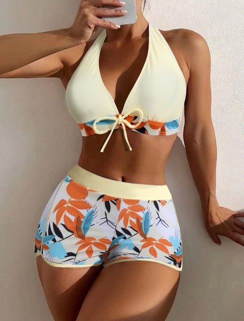 Kristiana Elegant Halter Top & Short 2-Piece Swim Set - House Of Reese