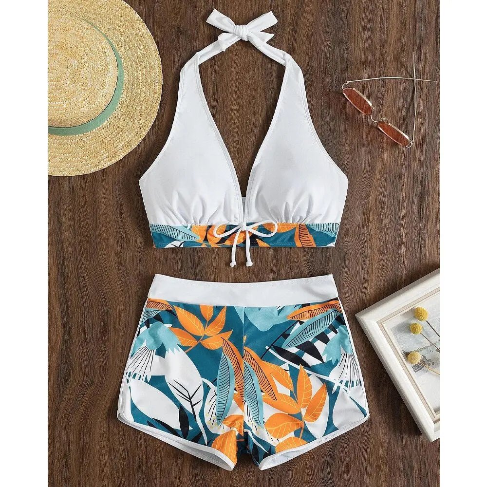 Kristiana Elegant Halter Top & Short 2-Piece Swim Set - House Of Reese