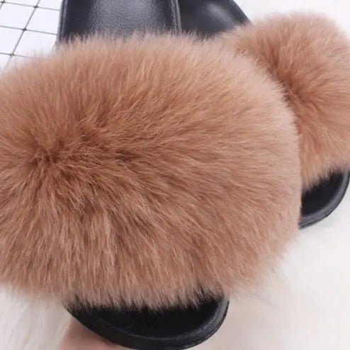 Lauren Fluffy Faux Fur Indoor & Outdoor Sliders - House Of Reese