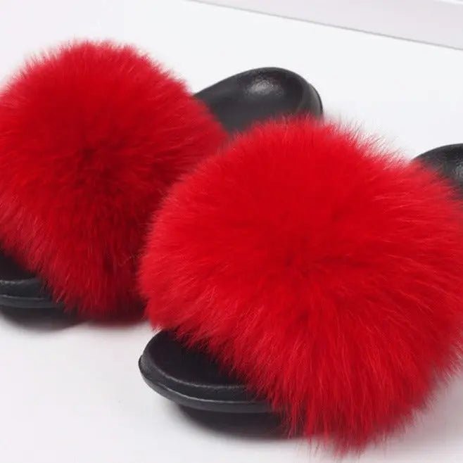 Lauren Fluffy Faux Fur Indoor & Outdoor Sliders - House Of Reese