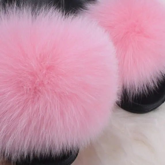 Lauren Fluffy Faux Fur Indoor & Outdoor Sliders - House Of Reese