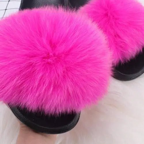 Lauren Fluffy Faux Fur Indoor & Outdoor Sliders - House Of Reese