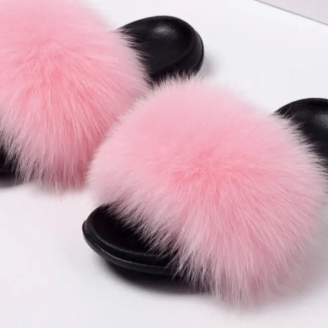 Lauren Fluffy Faux Fur Indoor & Outdoor Sliders - House Of Reese