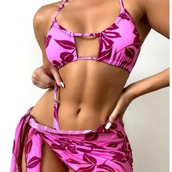 Mikayla Sexy Print 3-Piece Bikini & Skirt Set - House Of Reese