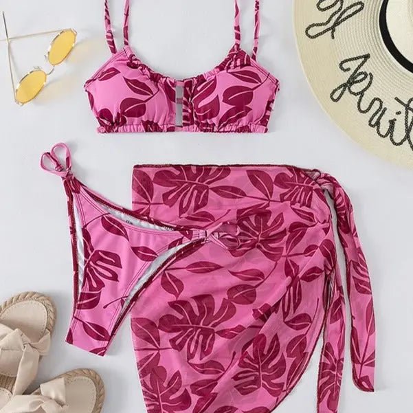 Mikayla Sexy Print 3-Piece Bikini & Skirt Set - House Of Reese