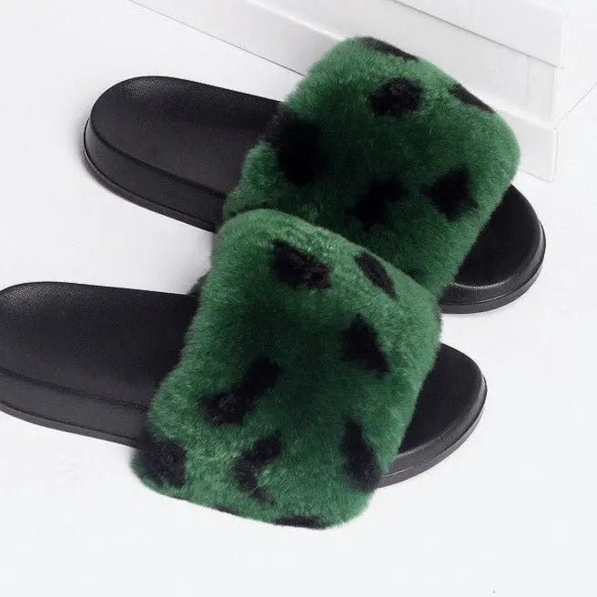 Ria Faux Fur Indoor & Outdoor Sliders - House Of Reese