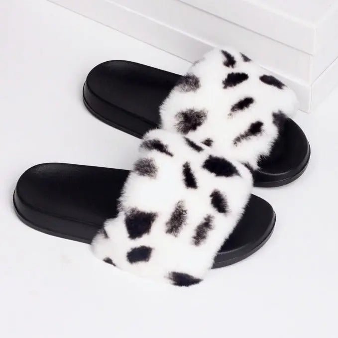 Ria Faux Fur Indoor & Outdoor Sliders - House Of Reese