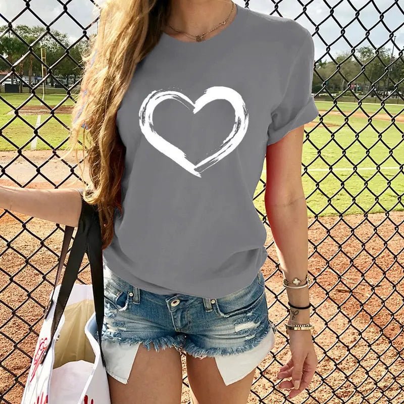 Zoey Cute Heart Casual T-Shirt - House Of Reese