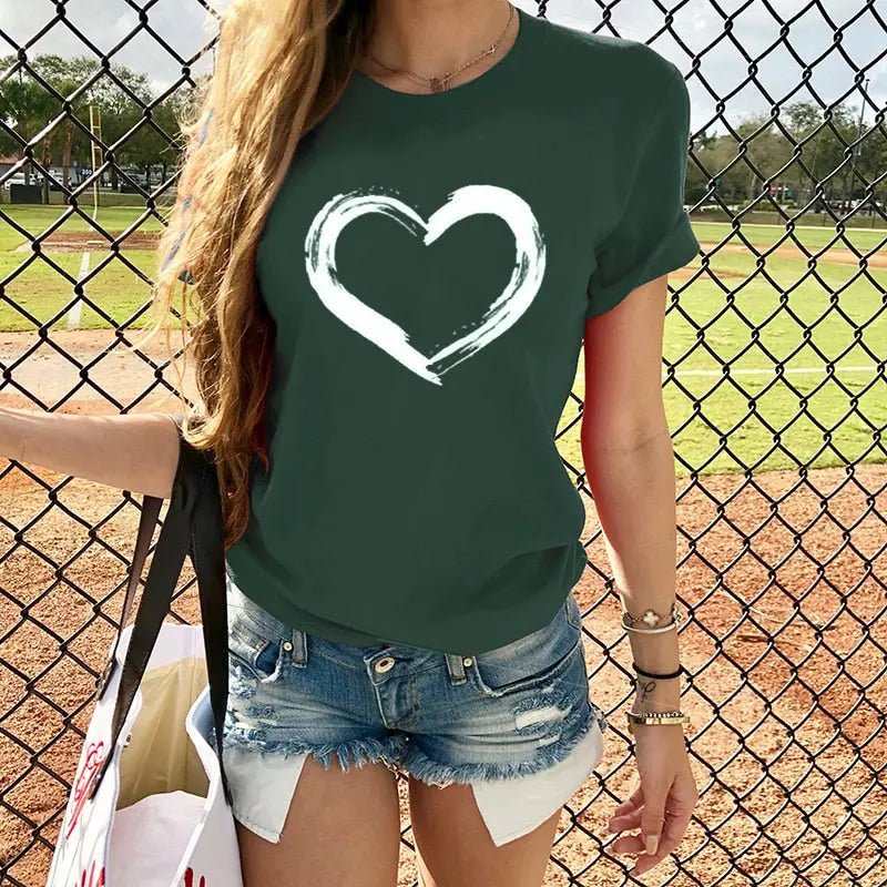 Zoey Cute Heart Casual T-Shirt - House Of Reese