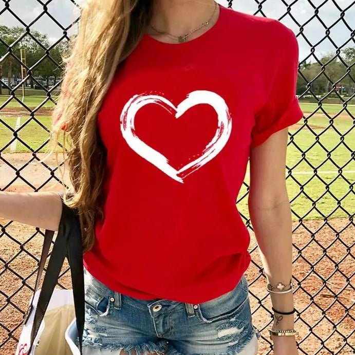 Zoey Cute Heart Casual T-Shirt - House Of Reese