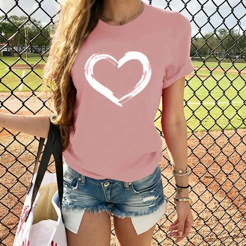 Zoey Cute Heart Casual T-Shirt - House Of Reese